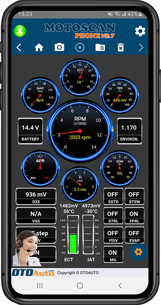 MOTOSCAN PHONE - SMART DEVICE TO DIAGNOSE, REPAIR ELECTRONIC AND ELECTRICAL SYSTEMS FOR NEW GENERATION MOTORCYCLES WITH MOBILE PHONES