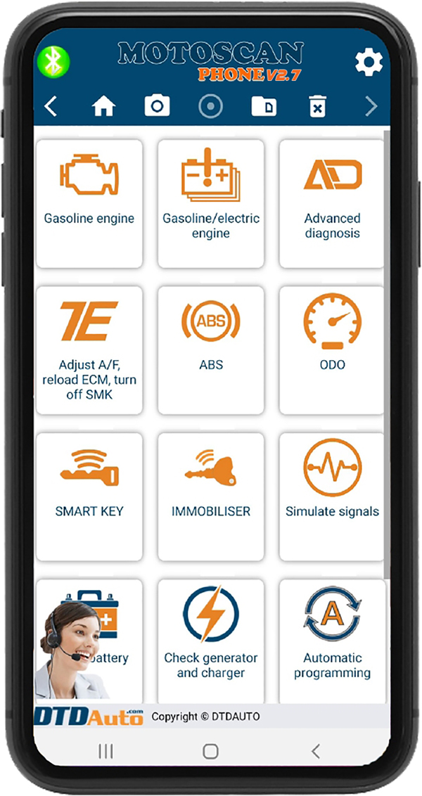 MOTOSCAN PHONE - SMART DEVICE TO DIAGNOSE, REPAIR ELECTRONIC AND ELECTRICAL SYSTEMS FOR NEW GENERATION MOTORCYCLES WITH MOBILE PHONES