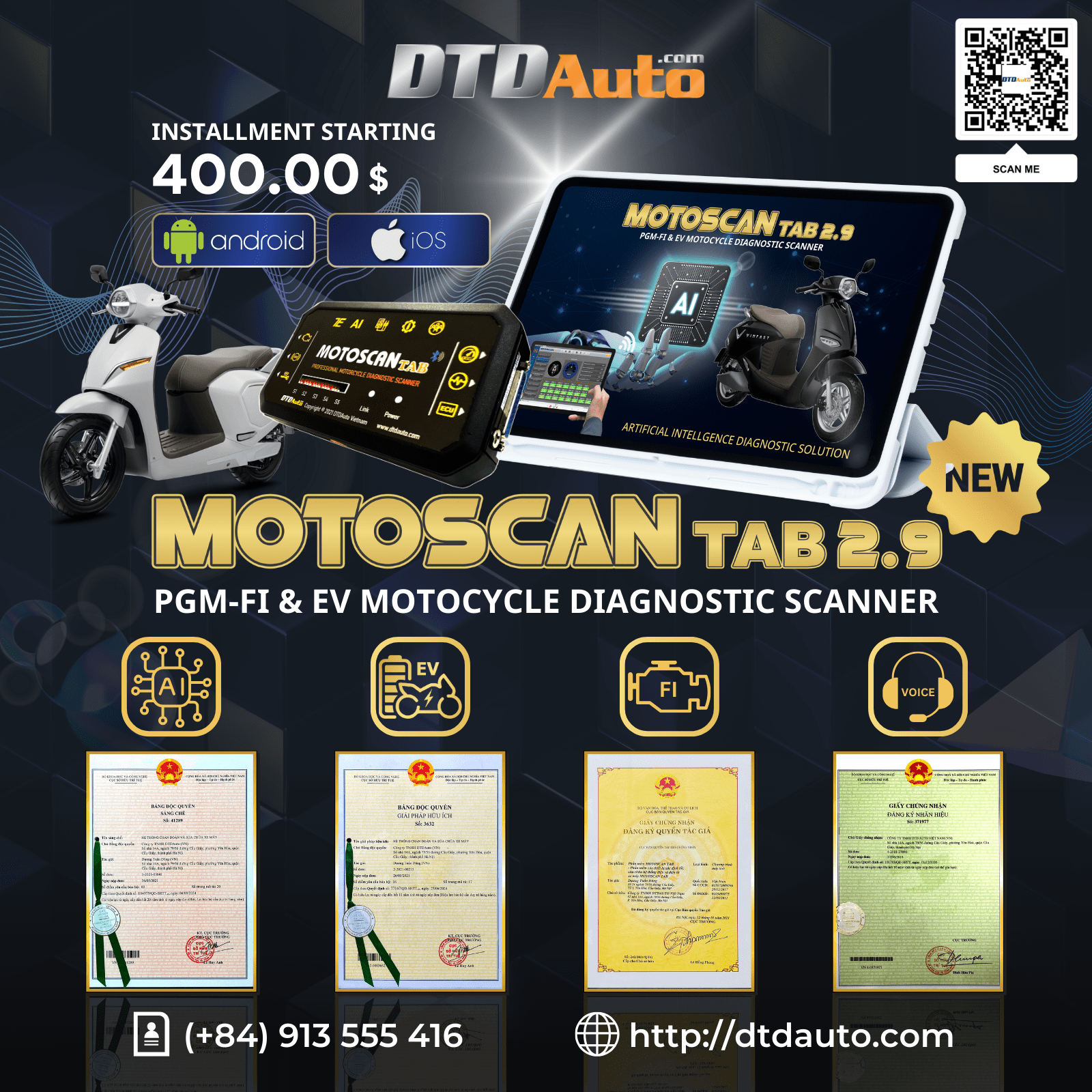 MOTOSCAN TAB - SMART DEVICE TO DIAGNOSE, REPAIR ELECTRONIC AND ELECTRICAL SYSTEMS FOR NEW GENERATION MOTORCYCLES