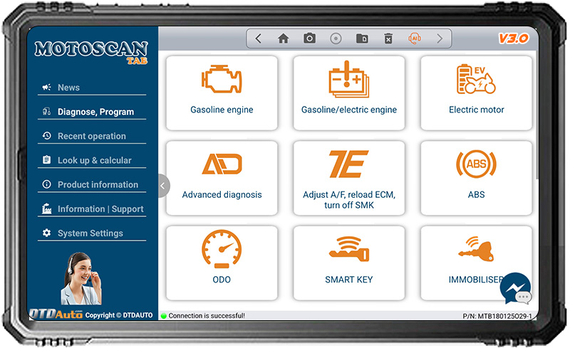 MOTOSCAN TAB - SMART DEVICE TO DIAGNOSE, REPAIR ELECTRONIC AND ELECTRICAL SYSTEMS FOR NEW GENERATION MOTORCYCLES