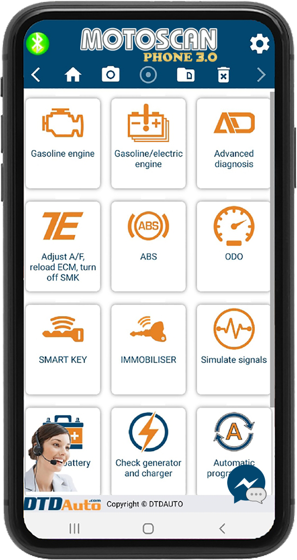 MOTOSCAN PHONE - SMART DEVICE TO DIAGNOSE, REPAIR ELECTRONIC AND ELECTRICAL SYSTEMS FOR NEW GENERATION MOTORCYCLES WITH MOBILE PHONES