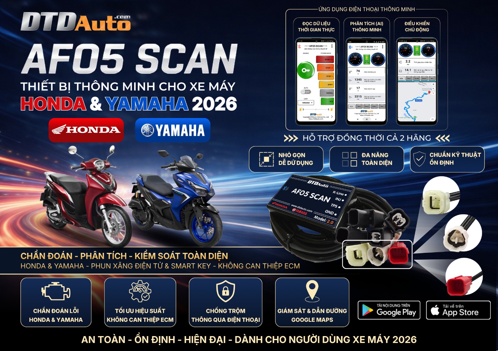 AFO5 SCAN - MÁY CHẨN ĐOÁN LỖI & PHỤ KIỆN CHO NGƯỜI SỬ DỤNG XE MÁY