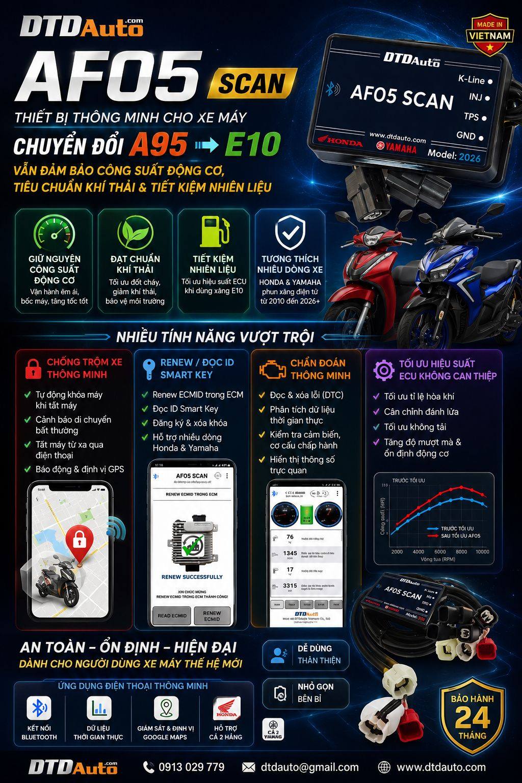 AFO5 SCAN - MÁY CHẨN ĐOÁN LỖI & PHỤ KIỆN CHO NGƯỜI SỬ DỤNG XE MÁY