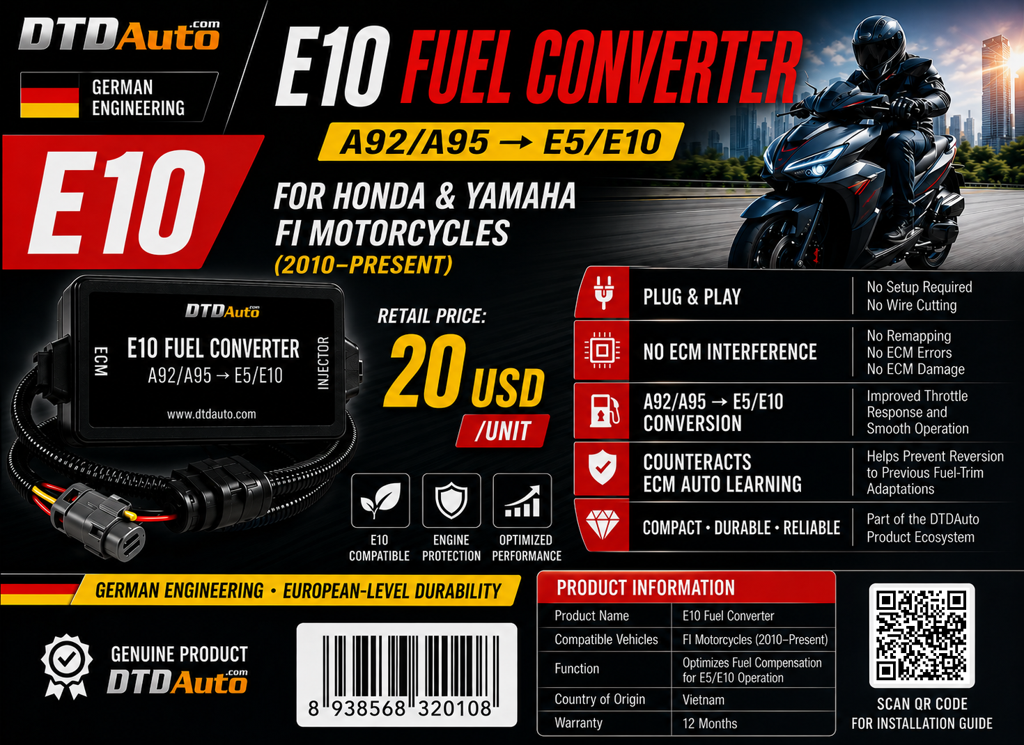 E10 CONVERTER - FUEL CONVERTER A92/A95 --> E5/E10